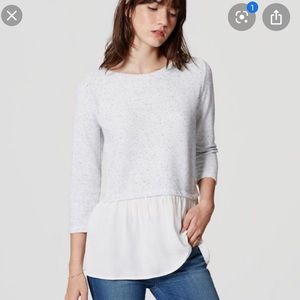 LOFT mixed media peplum sweater
